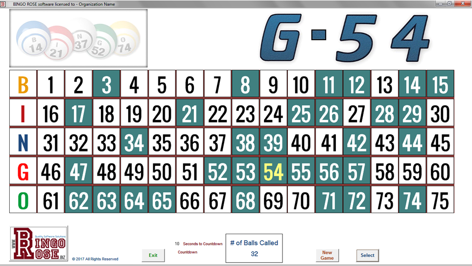 Bingo Caller main screen features
